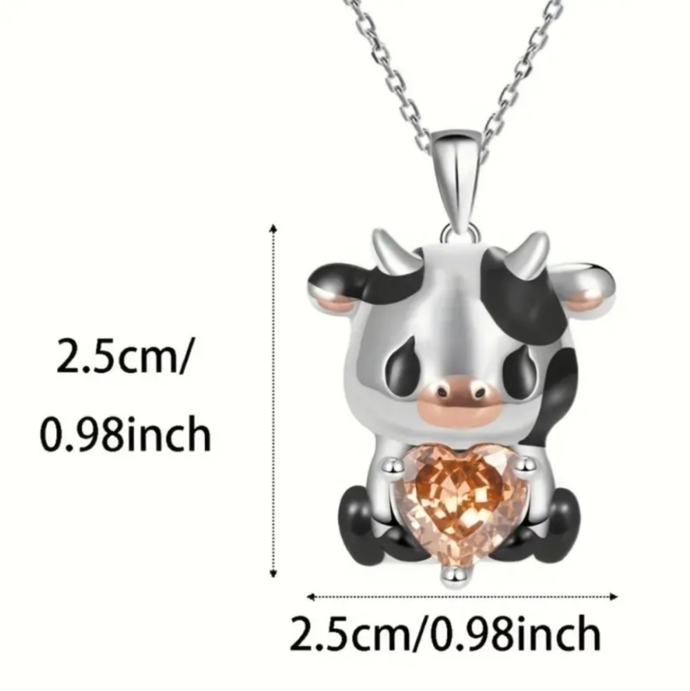 Woman's Sweet cow with a yellow stone necklace - Picture 2 of 2